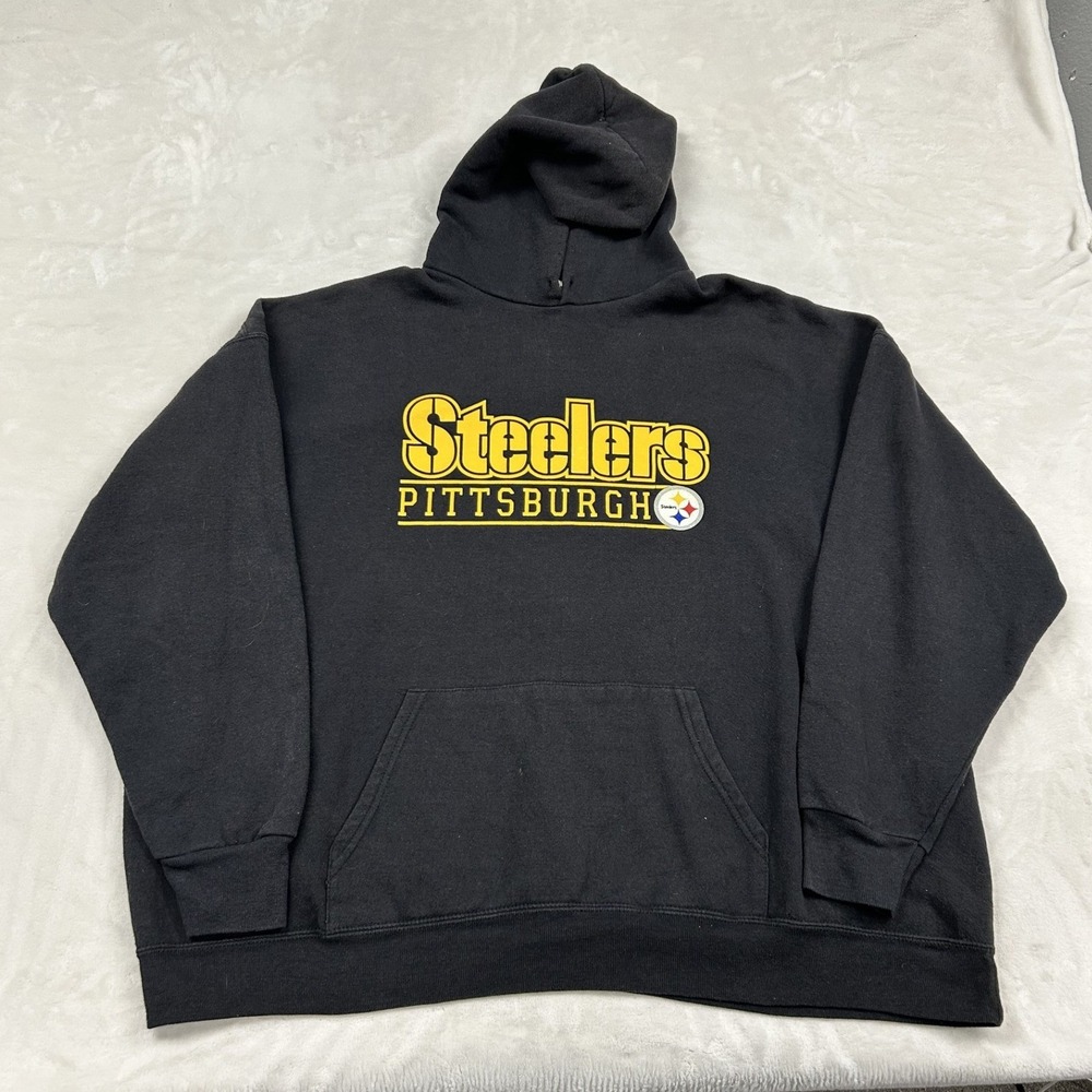 NFL Pittsburgh Steelers Hoodie Mens 2XL Black Graphic Pullover Sweatshirt